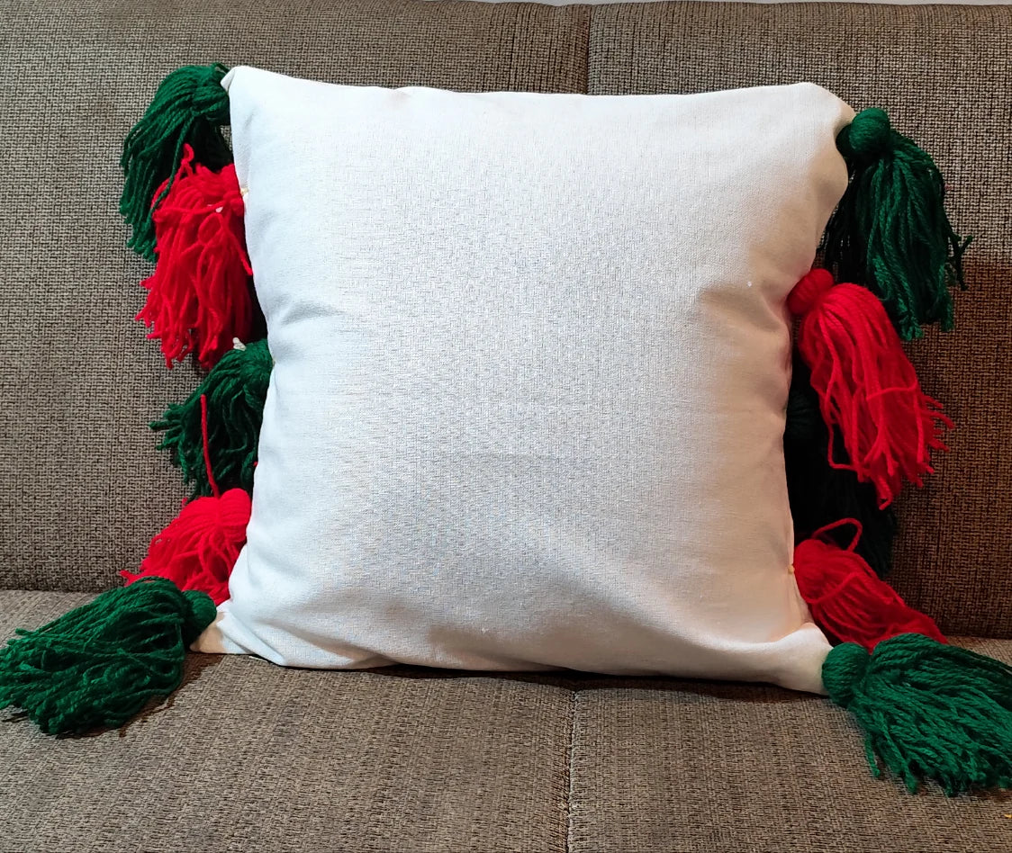 Brown cushion cover with tassels