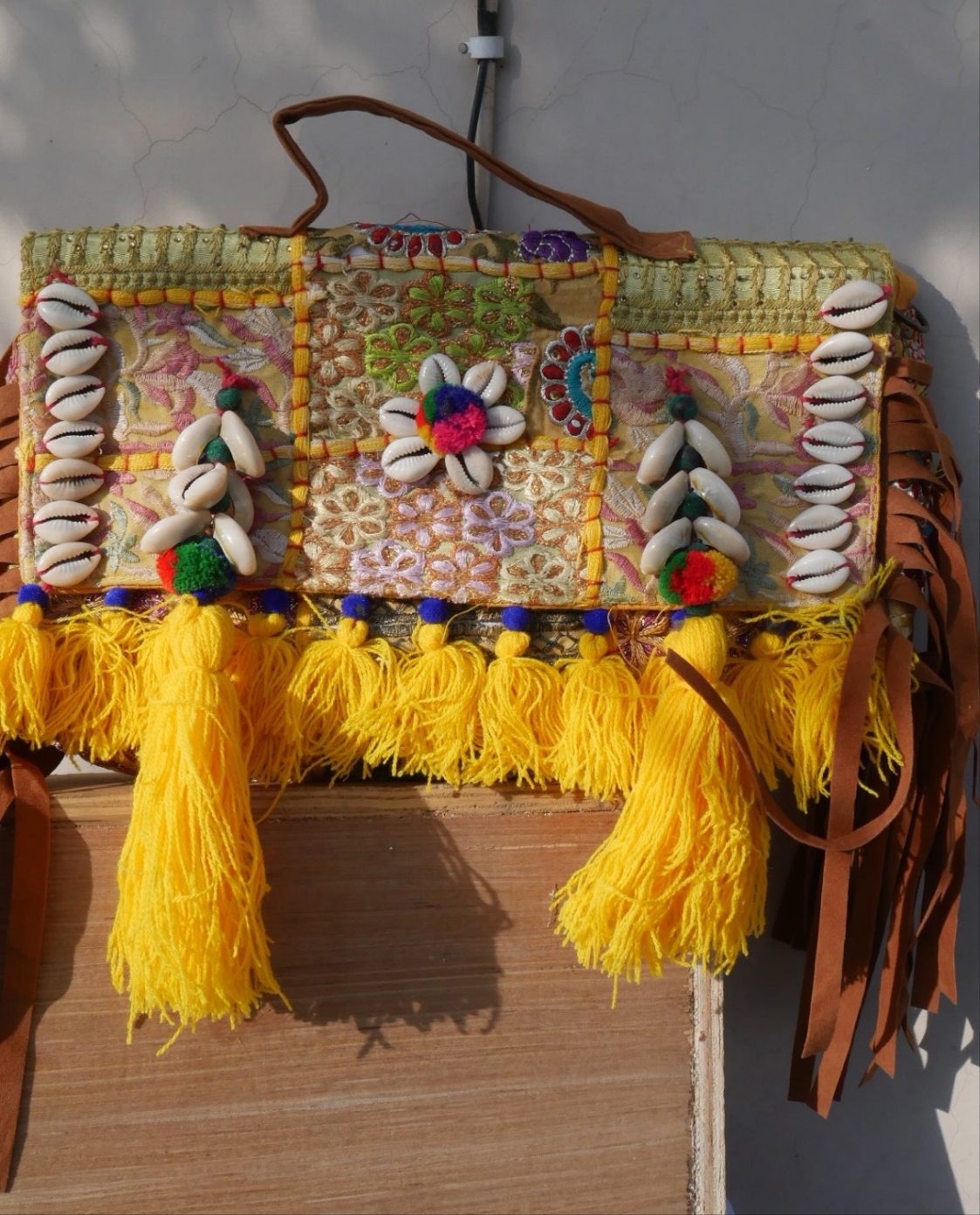 Lemon yellow boho banjara bag