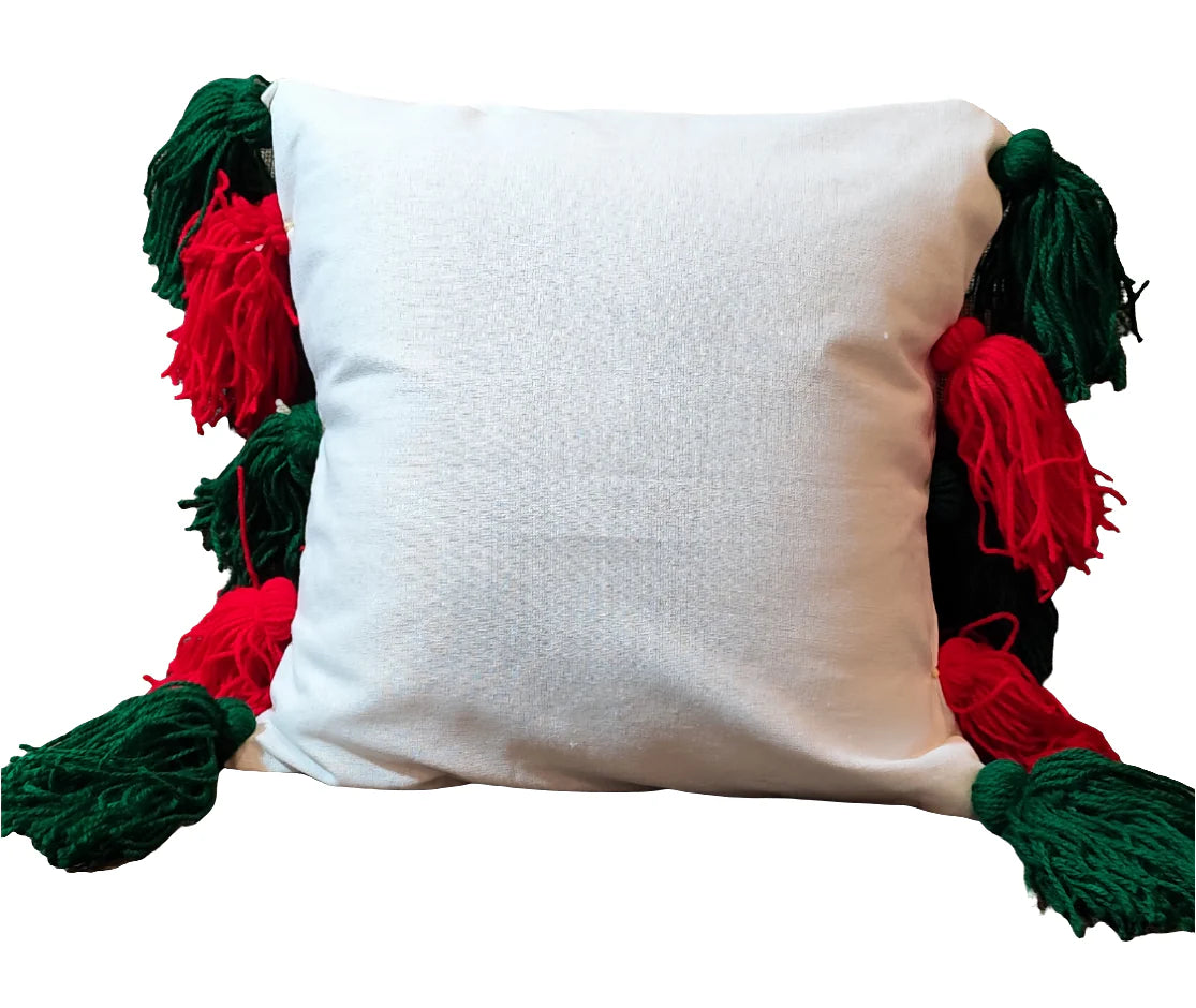 Brown cushion cover with tassels