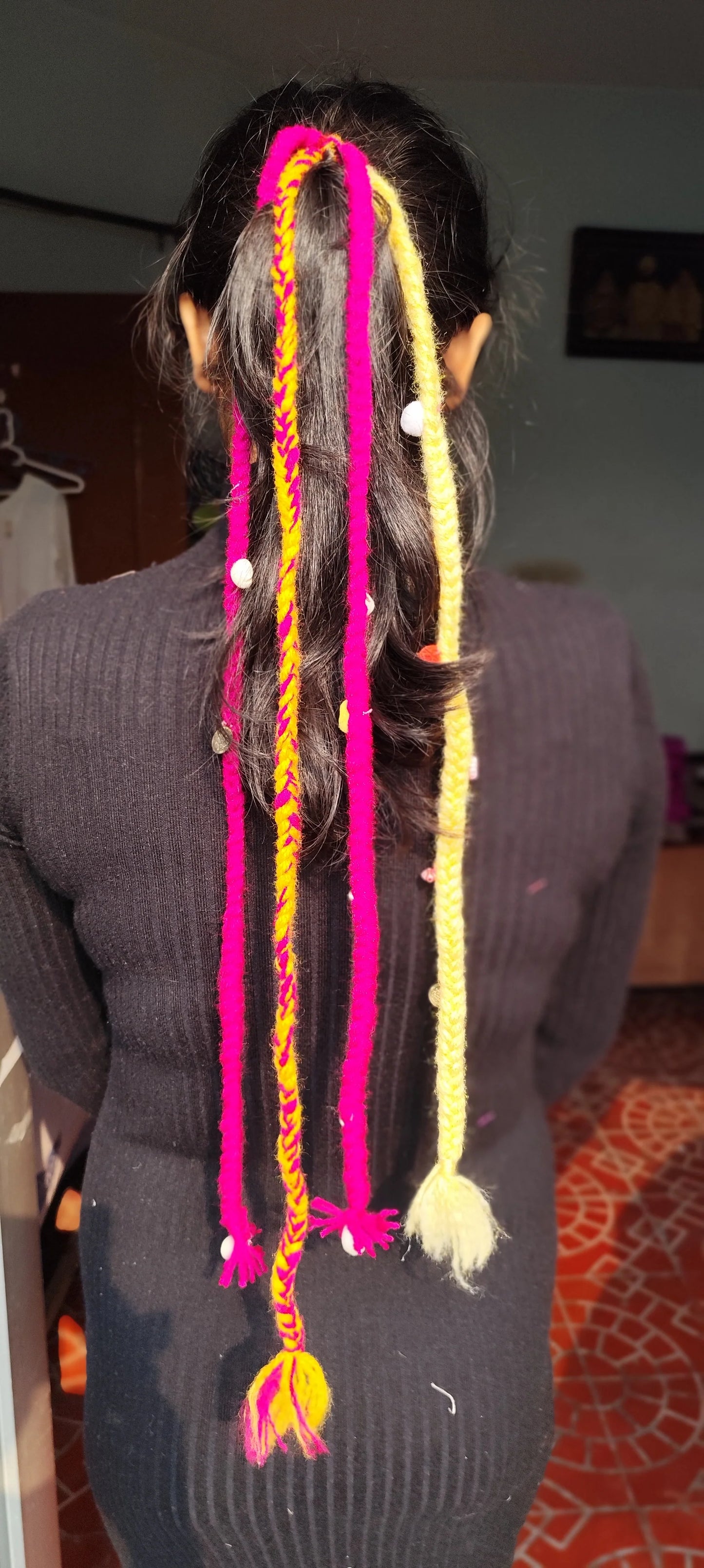 Mergentta yellow boho parandi braid with chymes and kaudi