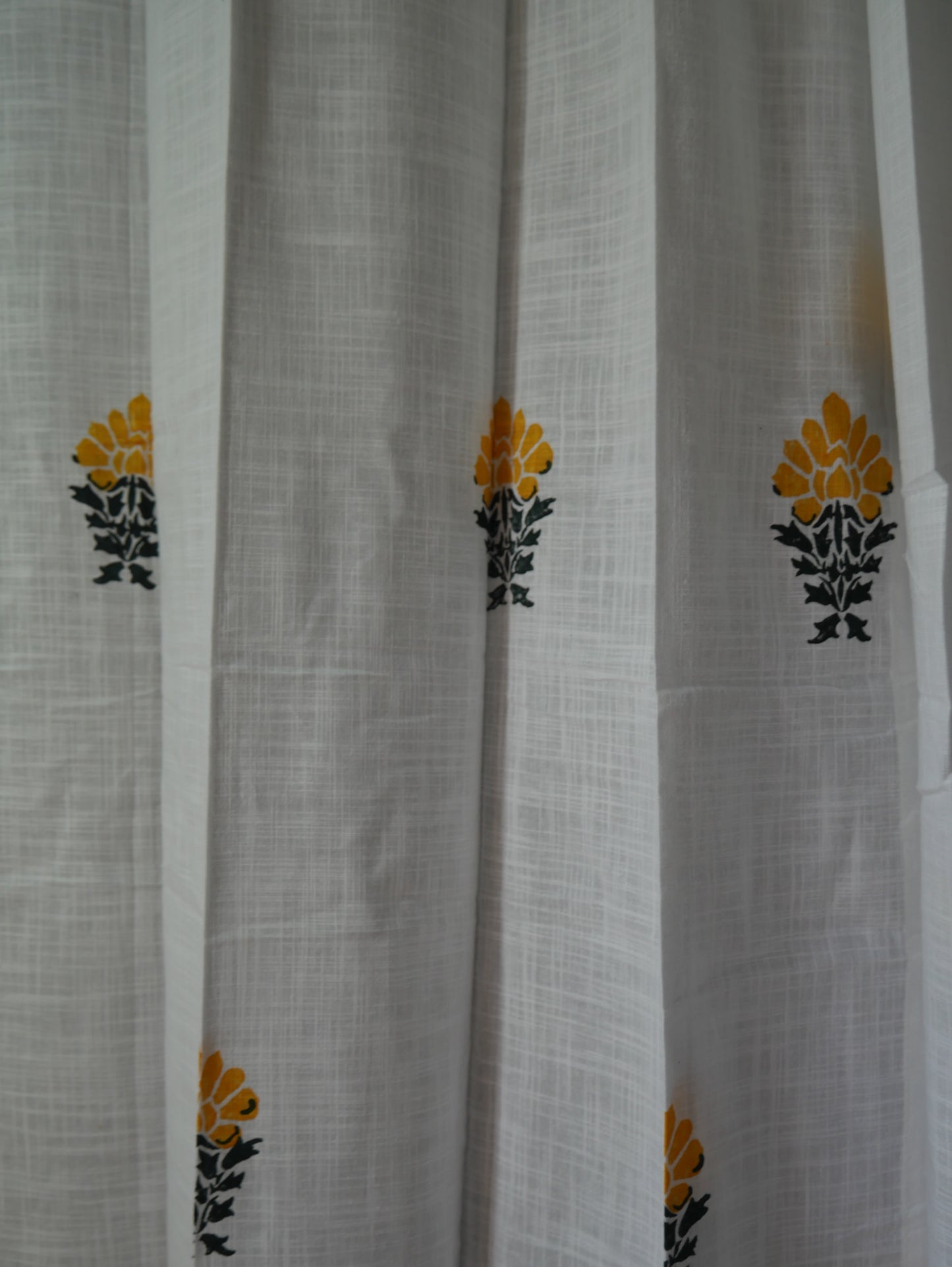 Floral Yellow handblock curtain