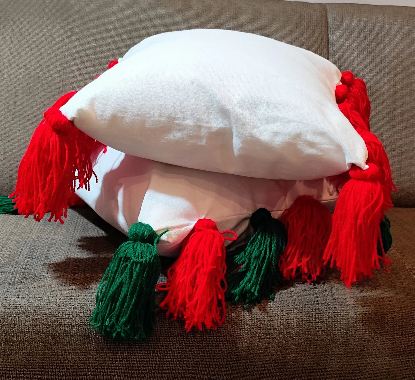 Brown cushion cover with tassels