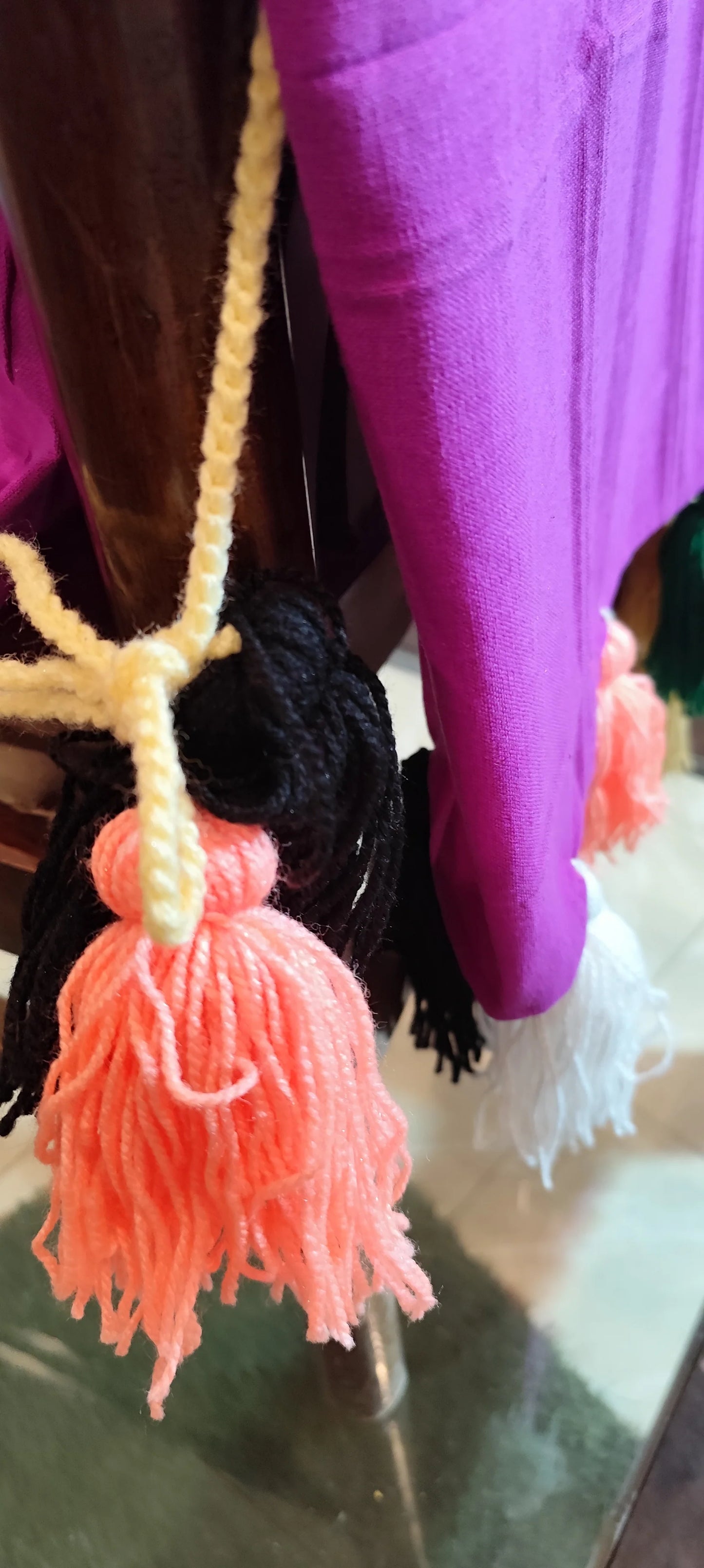 Mergentta chair cover with colourful tassel
