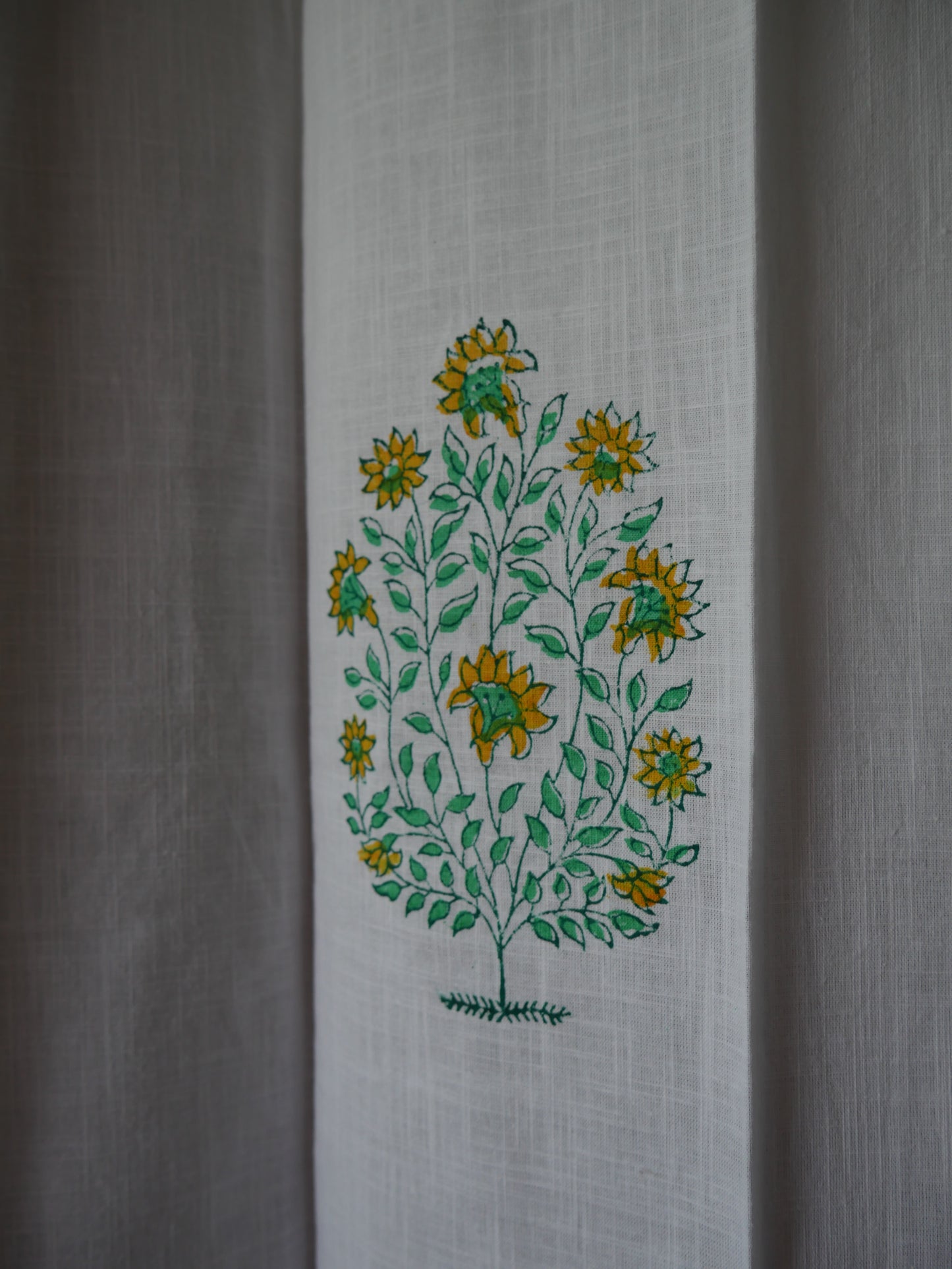 Handblock floral curtain