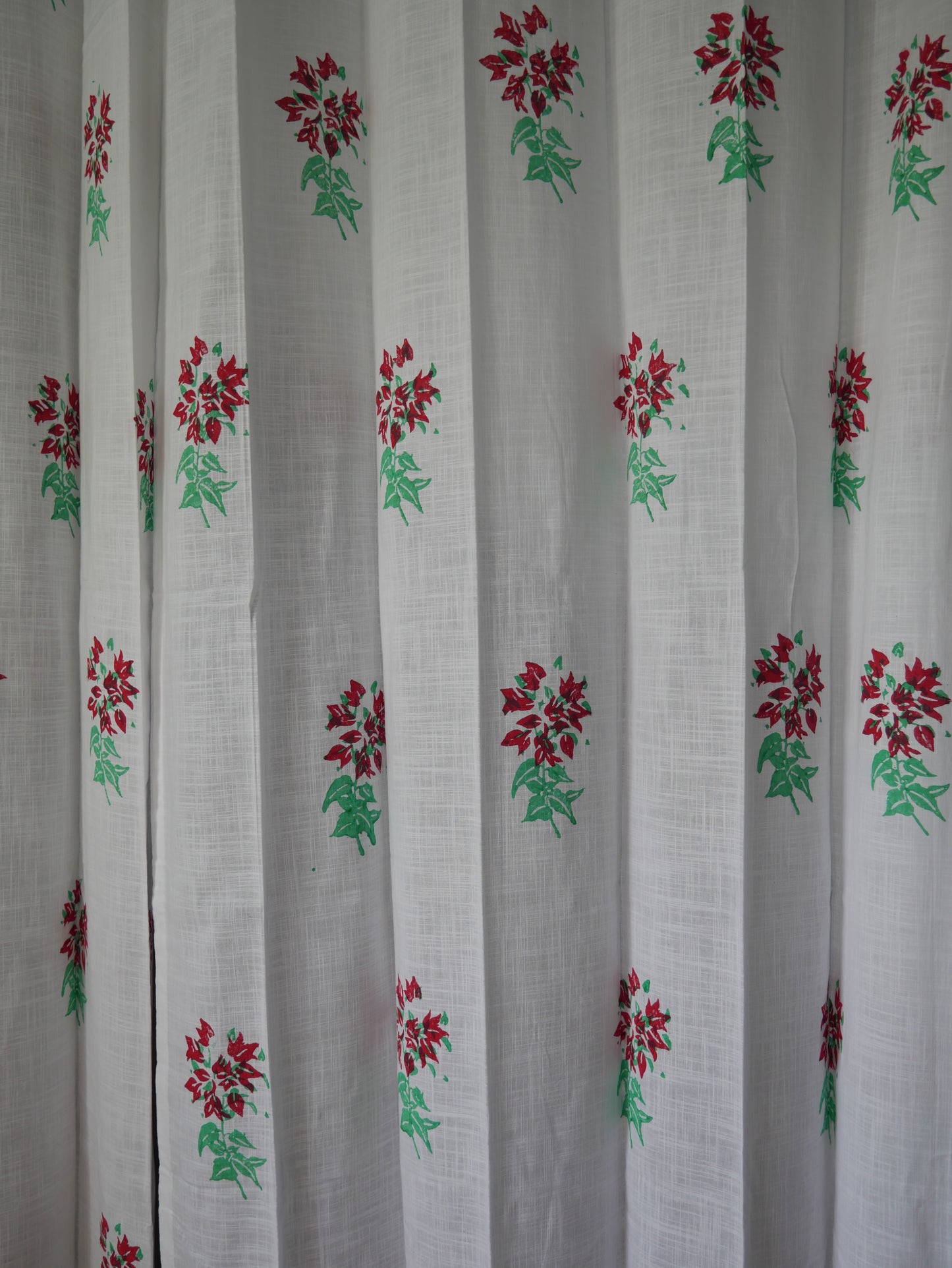 Handblock bouganvillia curtain s