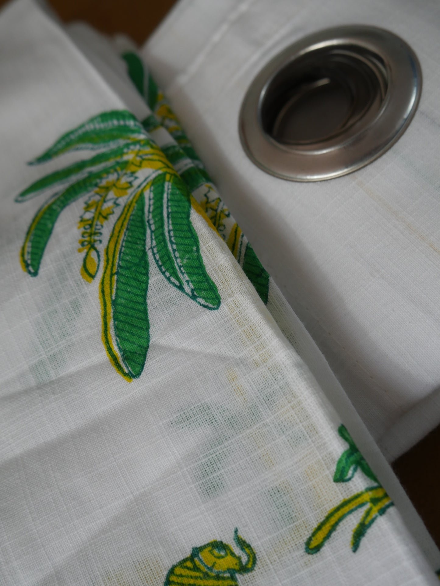 Hand block banana tree curtain