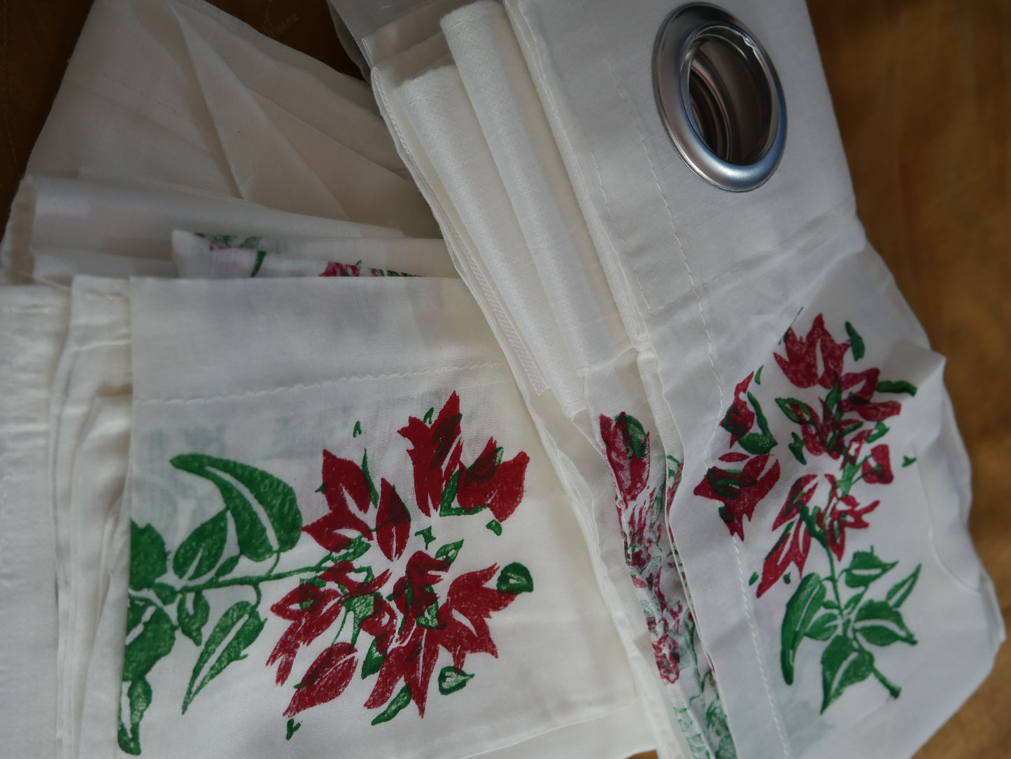 Handblock bouganvillia curtain s