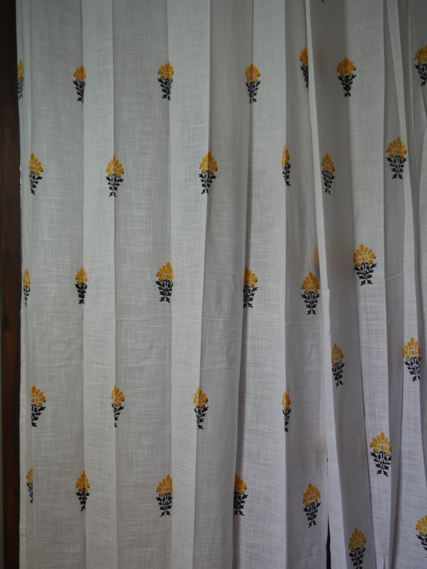 Floral Yellow handblock curtain