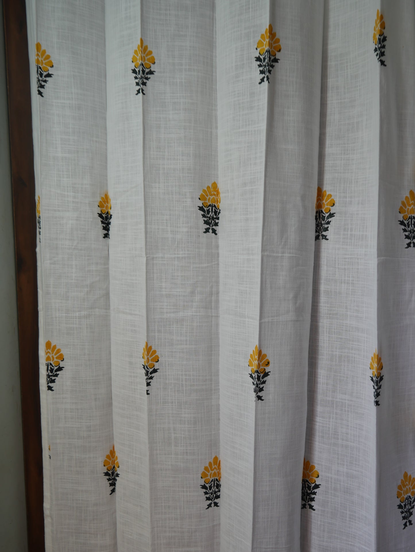Floral Yellow handblock curtain