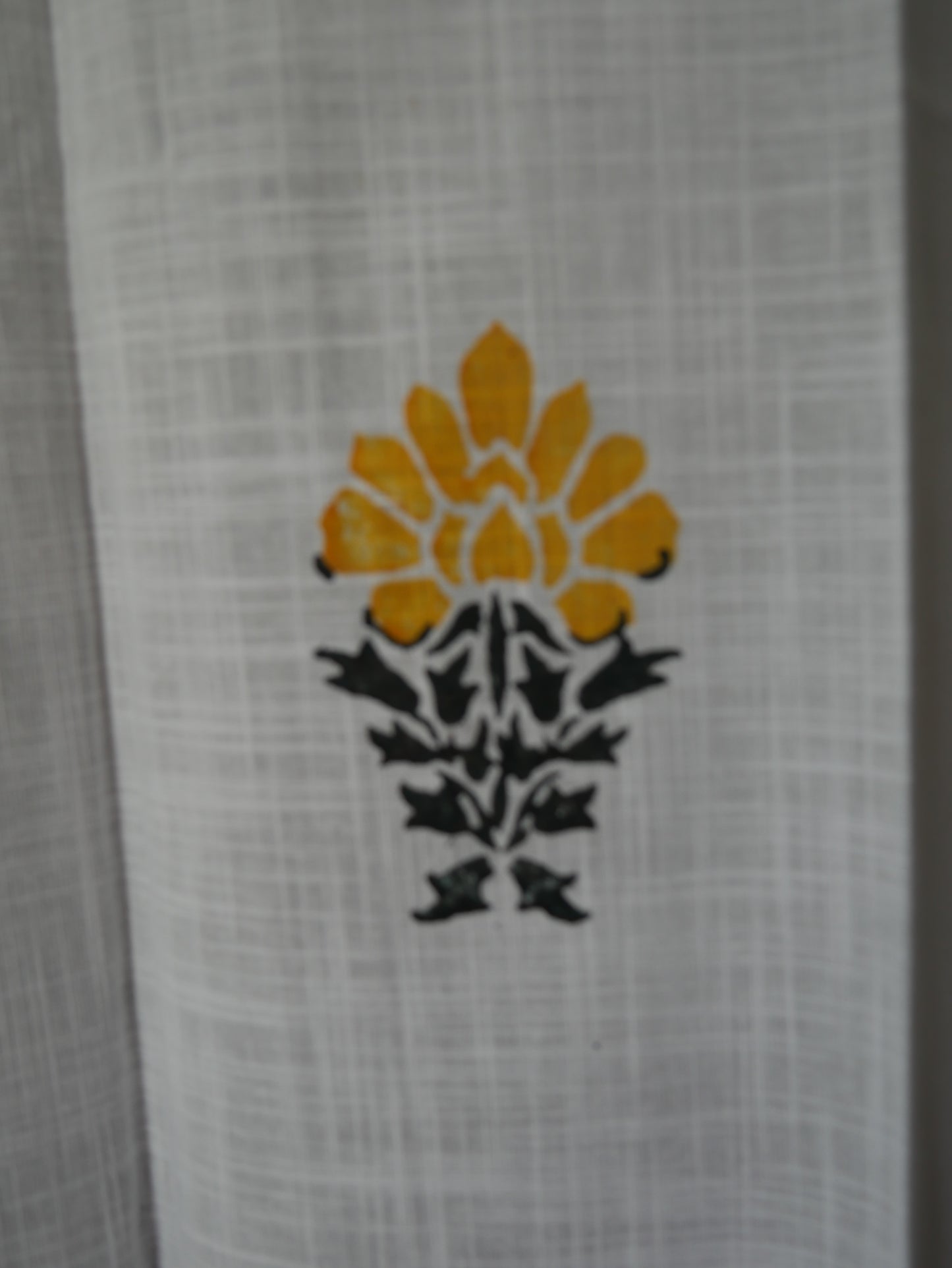 Floral Yellow handblock curtain