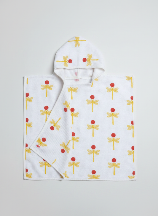 Kids Handblock Waffle Cotton Bath Towel — Mustard Floral