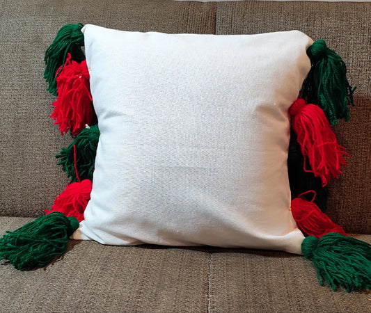 Brown cushion cover with tassels