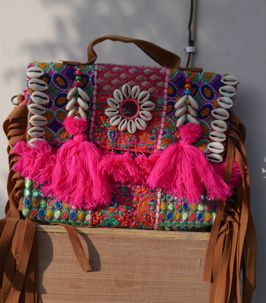 Mergentta pink boho banjara bag