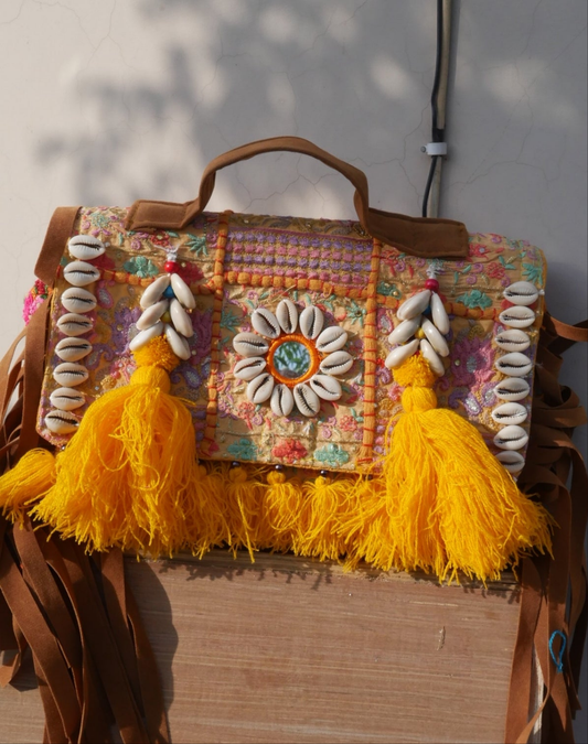 Yellow boho banjara bag