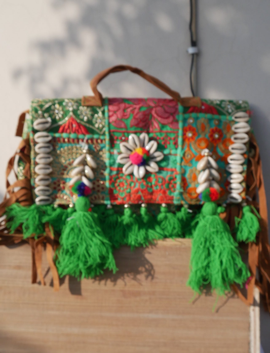 Parrot green boho banjara bag