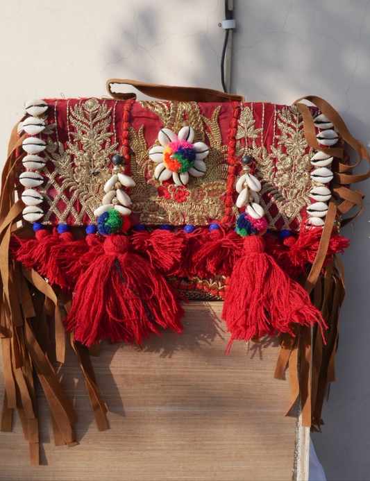 Red boho banjara bag