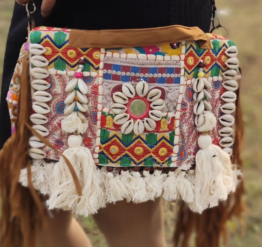 White boho banjara bag