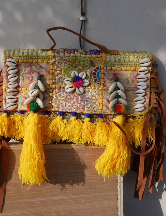 Lemon yellow boho banjara bag